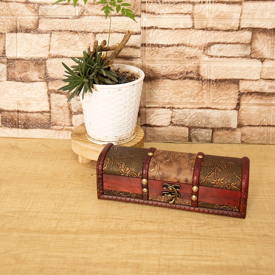 Vintage Style Wooden Jewellery Box, Plant Pattern Storage